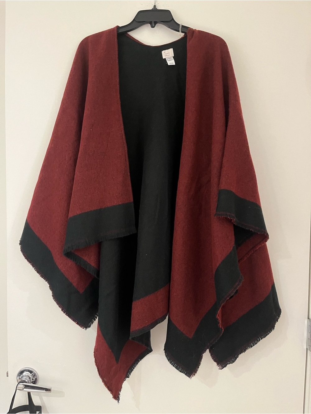 a new day Burgundy and Black Reversible Wrap Poncho